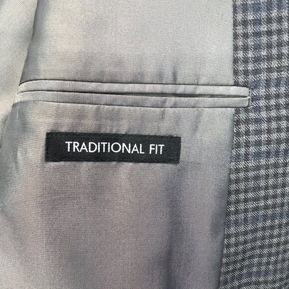 JoS. A. Bank Mens Blazer 1905 Micro Check Blue Gray Wool Traditional Fit Sz 40R - Picture 14 of 15